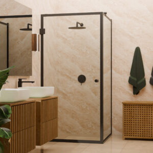 Douchecabine Jildou met zwart kader en helder glas