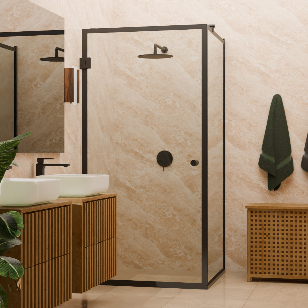 Douchecabine Jildou met zwart kader en helder glas